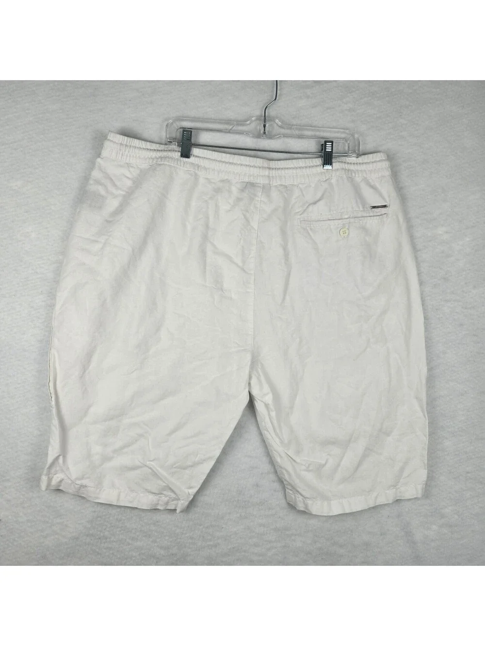 Sean John Men's White Linen Cotton Cargo Shorts Size 42 with Drawstring Waist